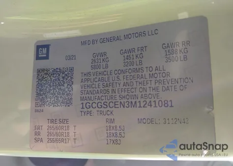 2021 Chevrolet Colorado 2Wd Short Box Lt from USA, damaged, VIN 1GCGSCEN3M1241081